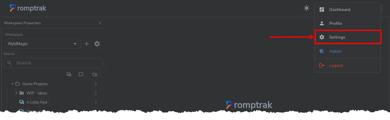 Promptrak Account Menu